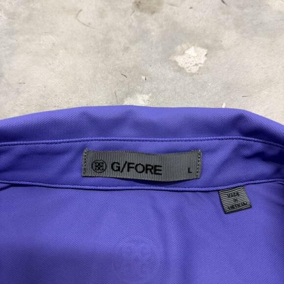G Fore Shirt Mens Large Purple Solid Golf Polo Performance Stretch Palm Beach - Picture 3 of 9